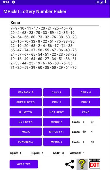 Use Keno to pick Keno Lottery numbers. Picks 10 numbers from 1-80.