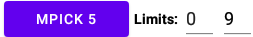 Limits - 2 Use Limits to select the pick range for the lottery you plan to play. First, enter the minimum number for the lottery you plan to play. Next, enter the maximum number. Make sure the numbers are correct for the lottery you plan to play. Click the MPickIt 5 to pick your lottery numbers. Max. limit