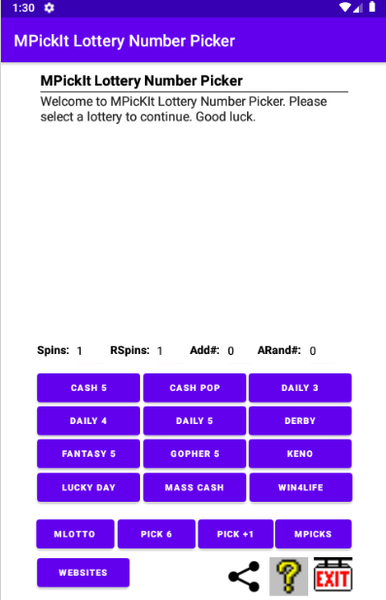 MPickIt Lottery Number Picker The MPickIt Lottery Number Picker is an easy to use lottery number picker.