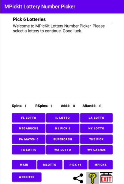 Use Pick 6 for Pick 6 Lotteries. Picks 6 lotteries numbers.